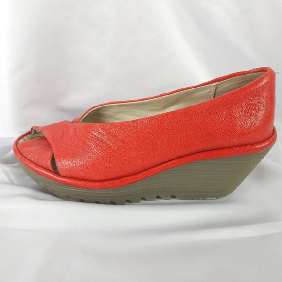 Fly London Women's  Sz 7 / 7.5 US  EU 38 Yoma307fly Peep Toe Wedge Sandal - Picture 7 of 10